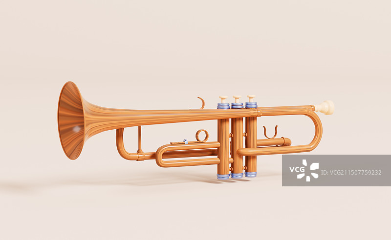 卡通演奏乐器小号3D插画图片素材