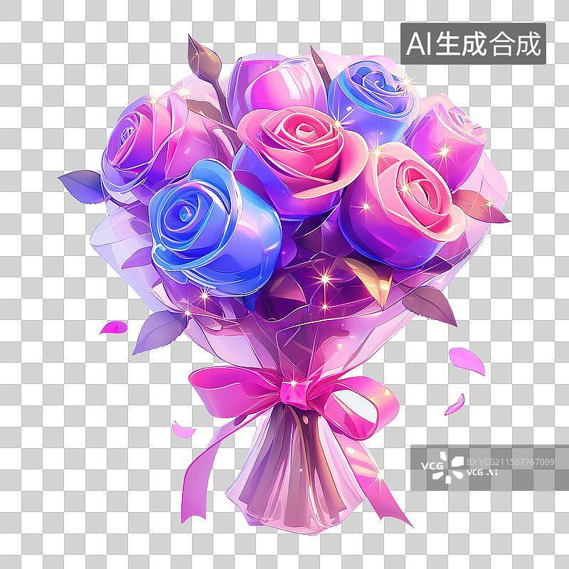 【AI数字艺术】水晶玫瑰花花束图片素材
