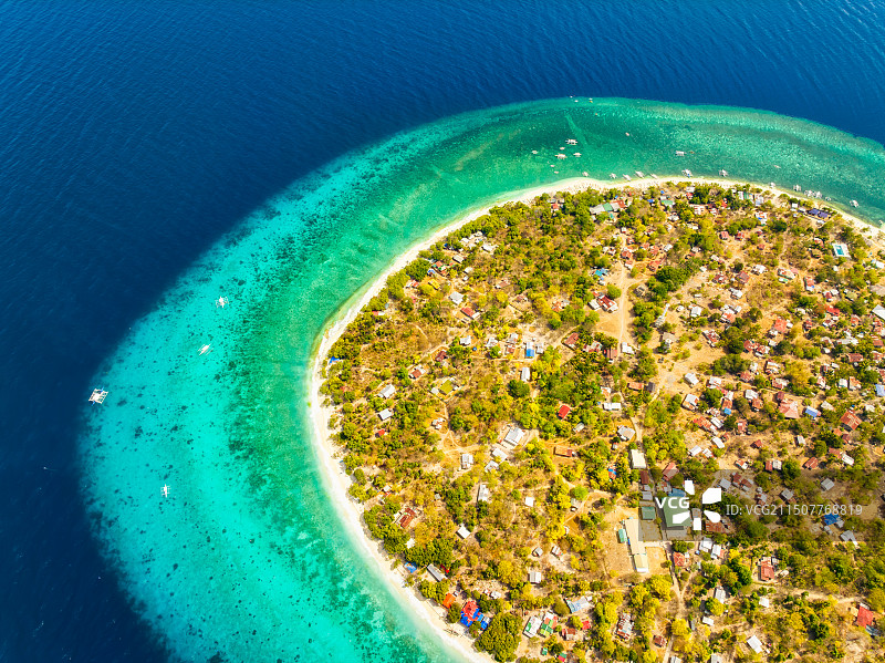 宿务省，保和岛Bohol，邦劳Panglao，巴里卡萨岛Balicasag Island，远眺，航拍图片素材