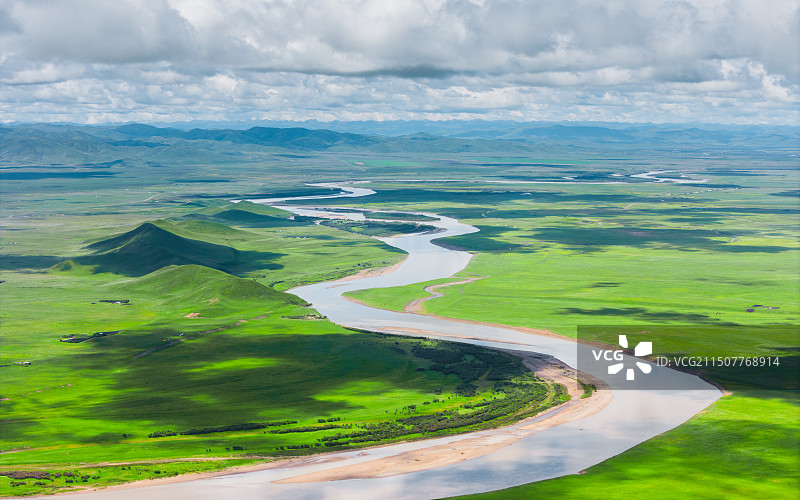 草原河流湿地长江黄河三江源黄河九曲高原草原河流母亲河图片素材