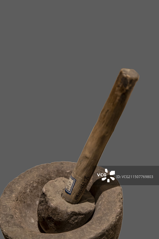 中国农业博物馆“中国传统农具陈列”展：杵臼——粮食脱壳去糠，使之精白的加工工具图片素材