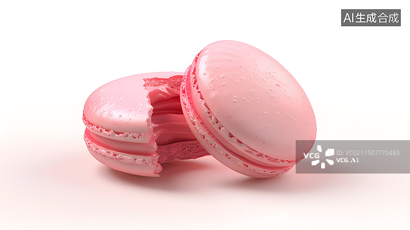 【AI数字艺术】咬过一口的马卡龙图片素材