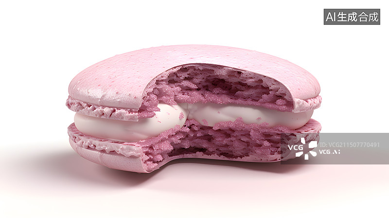 【AI数字艺术】咬过一口的马卡龙图片素材