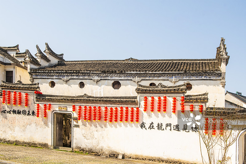 杭州富阳区龙门古镇徽派建筑 徽派建筑 龙门古镇砚池 江南古民居 古村落乡村古宅图片素材