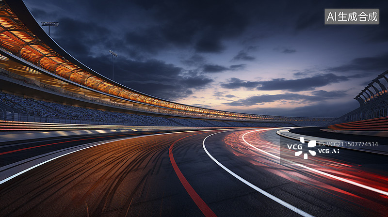【AI数字艺术】夜晚下单国际赛车场图片素材