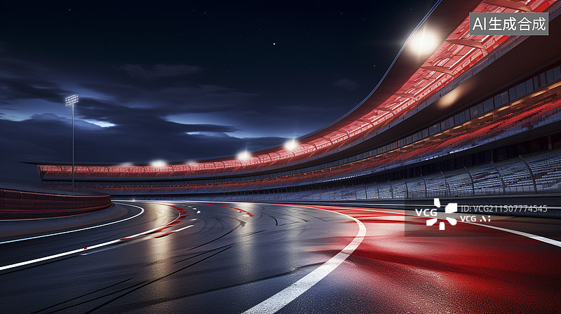 【AI数字艺术】夜晚下单国际赛车场图片素材