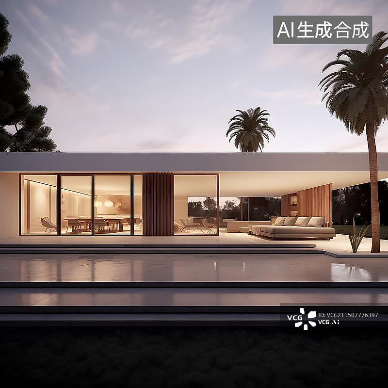 【AI数字艺术】高端奢华别墅酒店外观图片素材