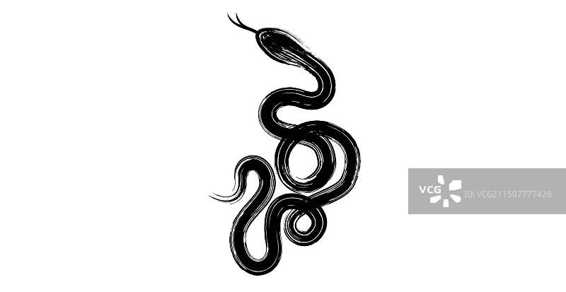 蛇水墨抽象艺术图片素材