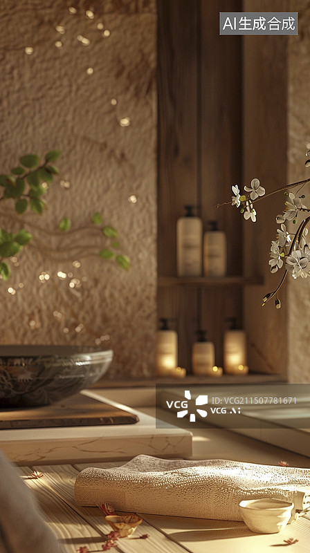 【AI数字艺术】spa美容院局部特写图片素材