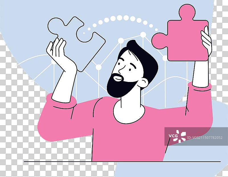 男人拼接拼图图片素材