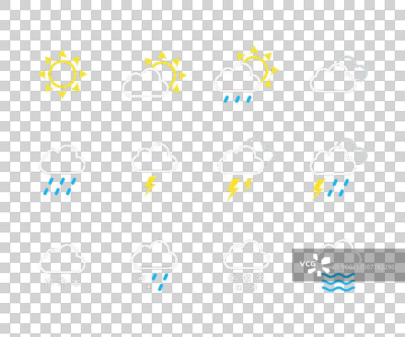 天气线性图标合集或天气预报图标图片素材