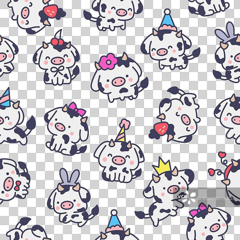可爱卡通小奶牛无缝图案图片素材