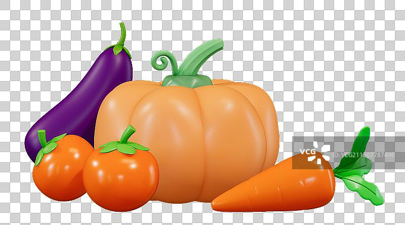 蔬菜农产品秋天丰收3D卡通插画元素图片素材