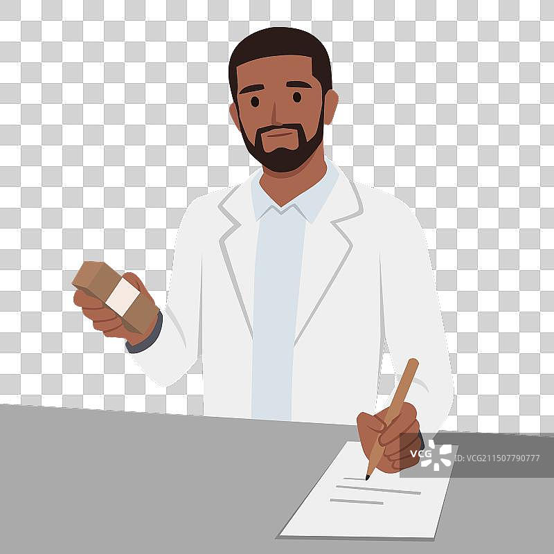 年轻医生开处方并持有图片素材