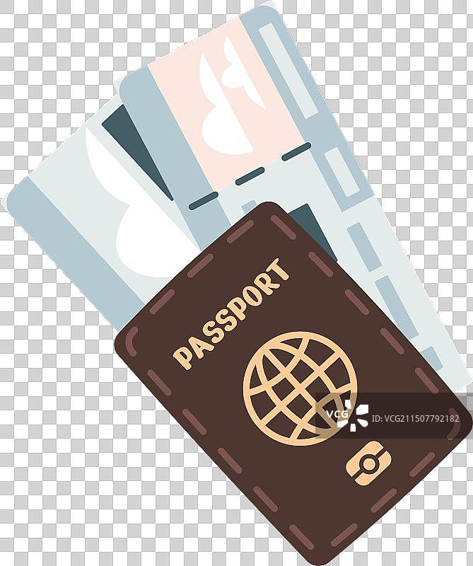 隔离背景上的带有飞机票的护照图片素材