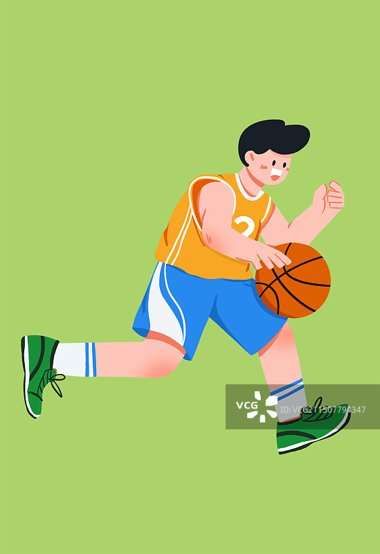 运动插画人物打篮球手绘肌理插画图片素材