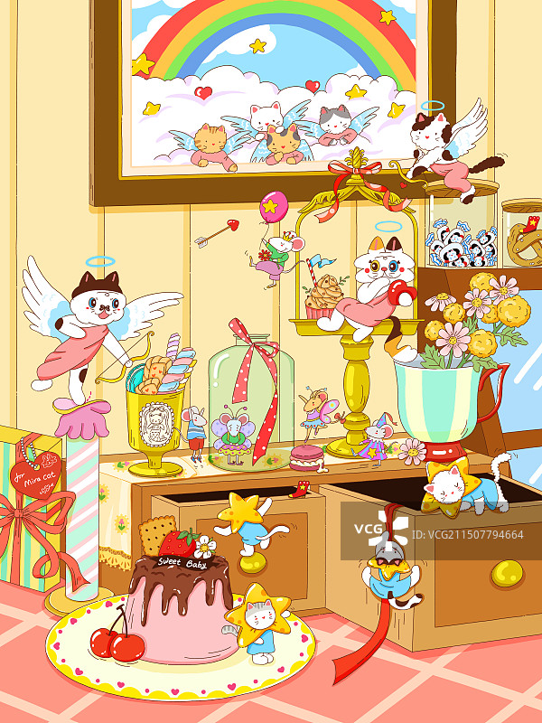 绘本风治愈场景图片素材