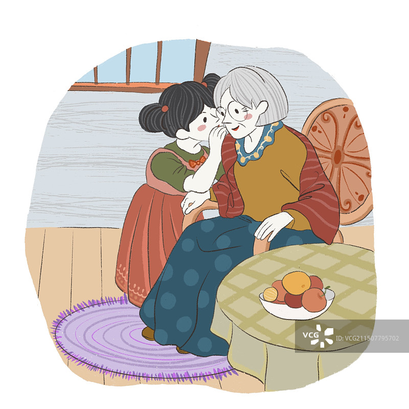 外婆/奶奶/外孙女/孙女/悄悄话图片素材