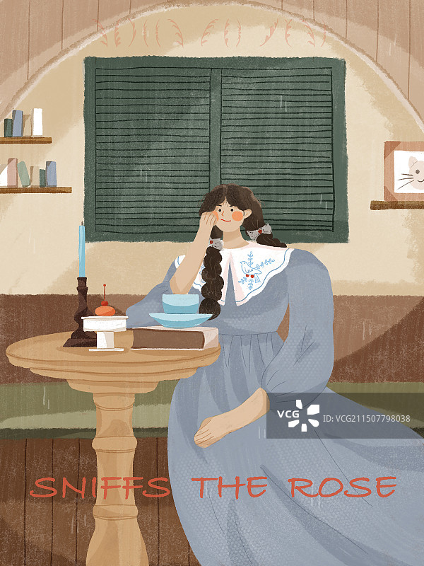 穿蓝裙子的女孩图片素材