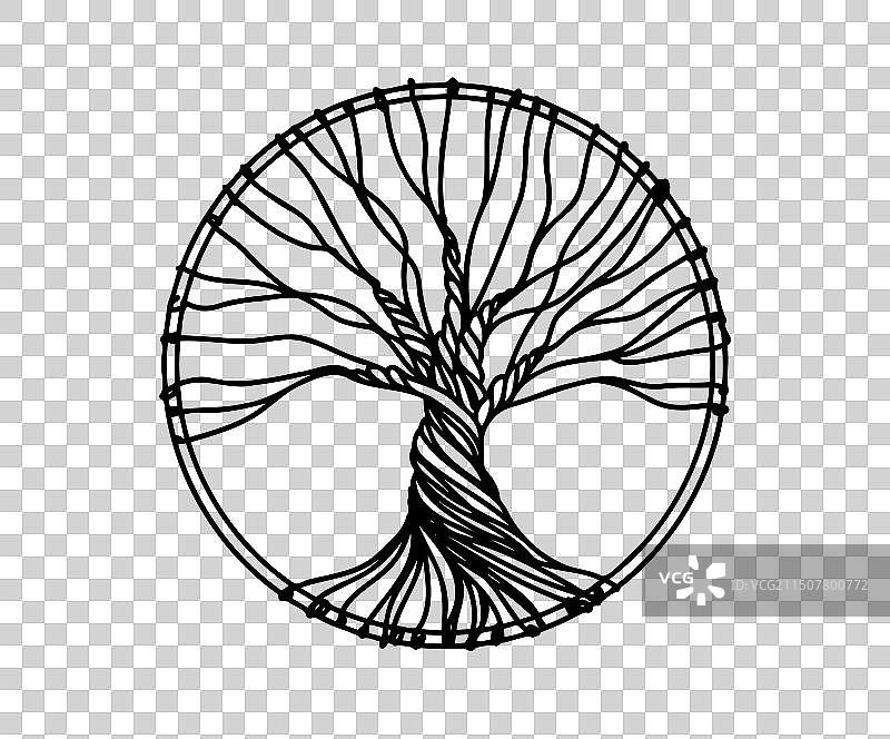 装饰性Zentangle生命之树圆形元素图片素材