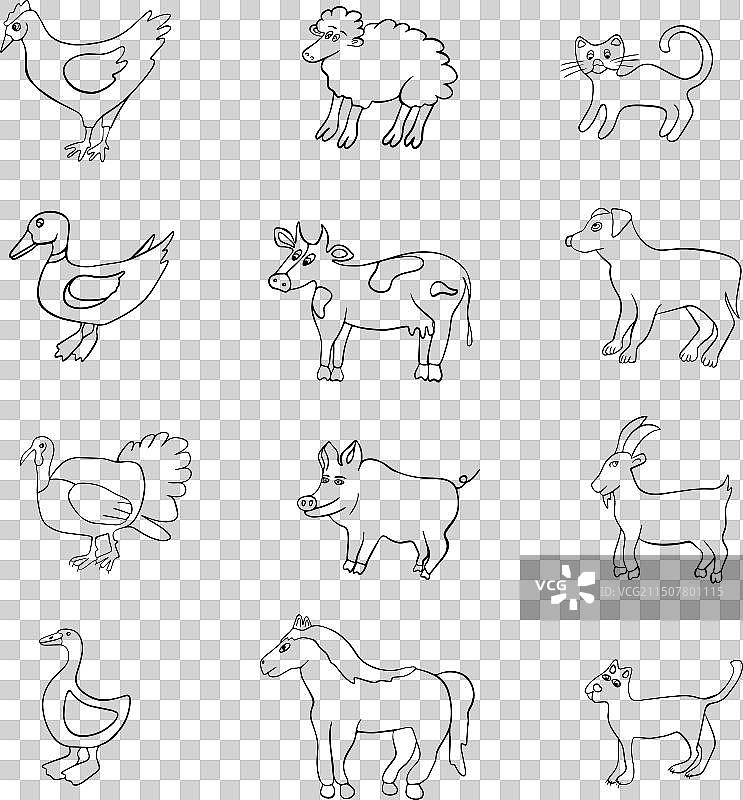 简约宠物轮廓合集图片素材