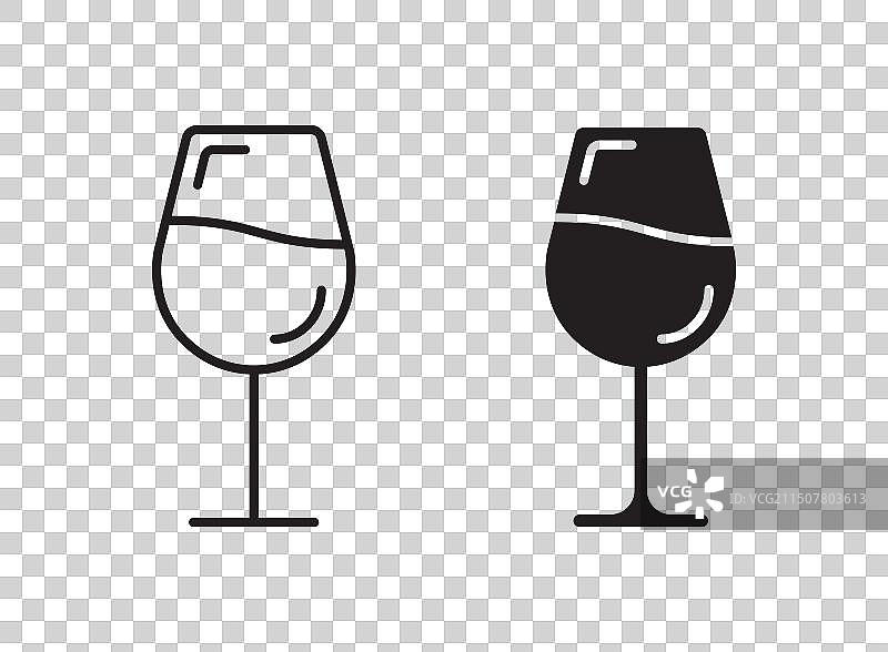 扁平风格的葡萄酒瓶和酒杯图标图片素材