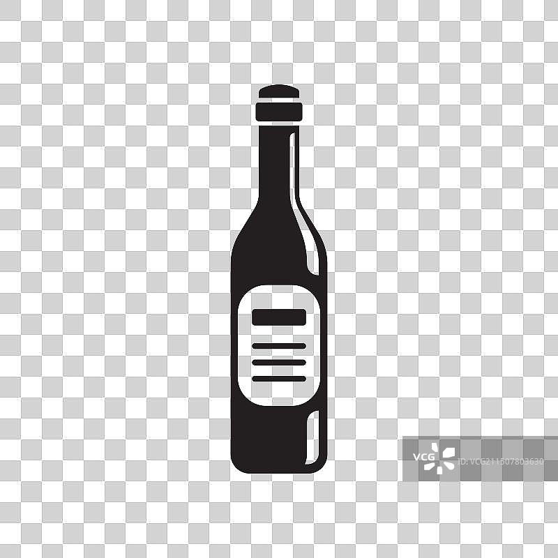 扁平风格的葡萄酒瓶和酒杯图标图片素材