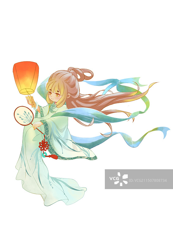 中国风人物插图，中秋常娥图片素材