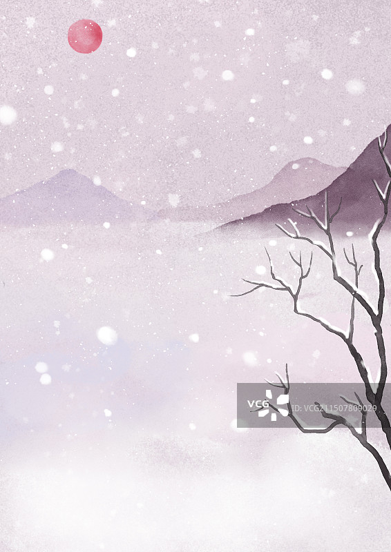 雪天风景插画图片素材