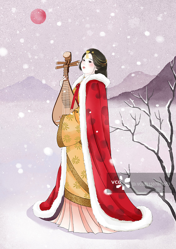 四大美人昭君出塞插画图片素材