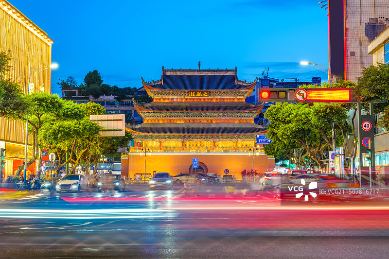 宜宾地标建筑大观楼夜景图片素材