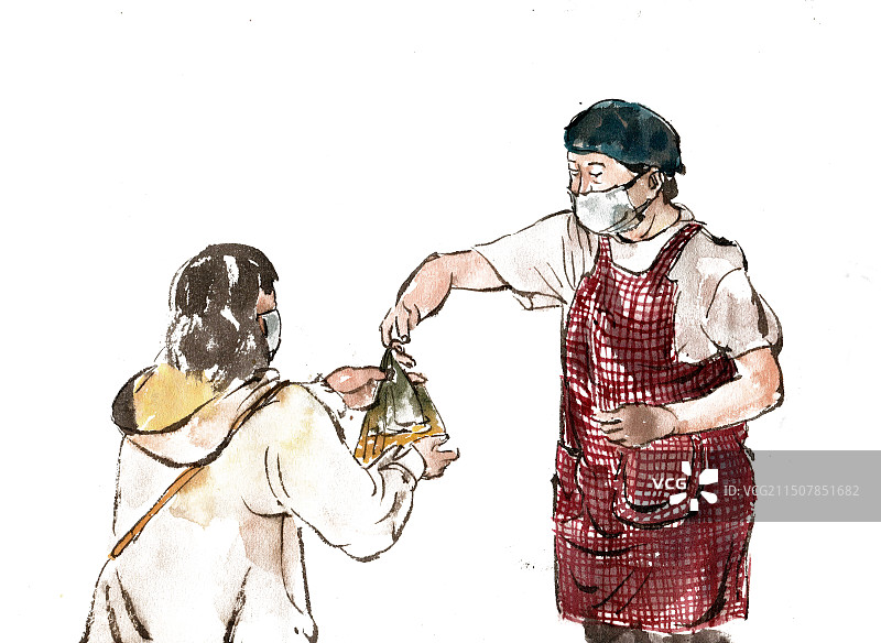 买早点的女子图片素材