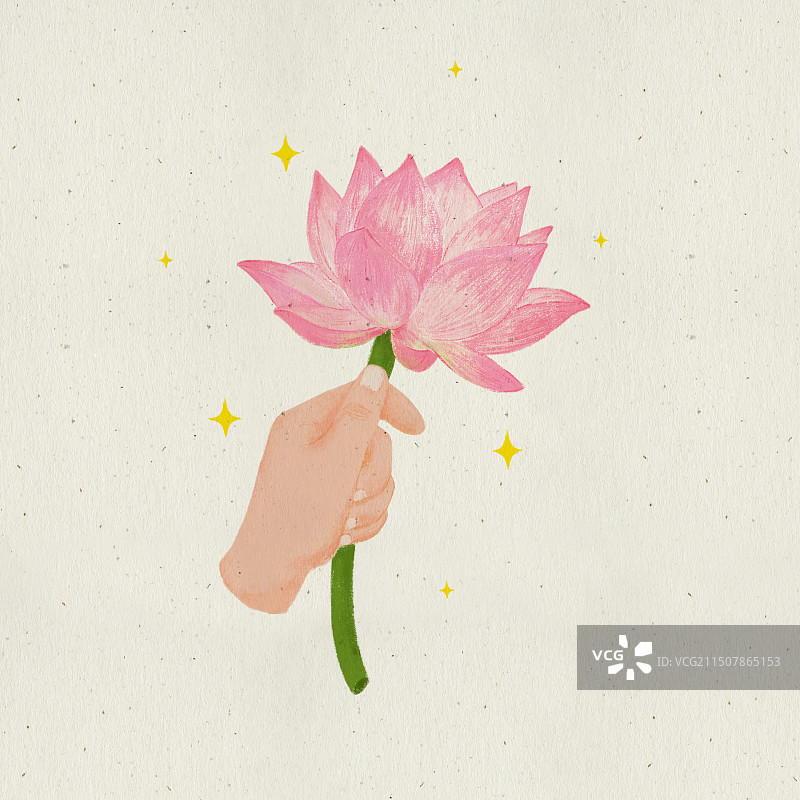 手持荷花图片素材