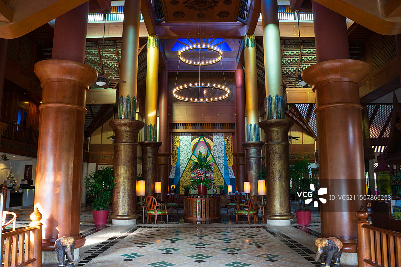 泰国甲米酒店泰式风格的大厅图片素材
