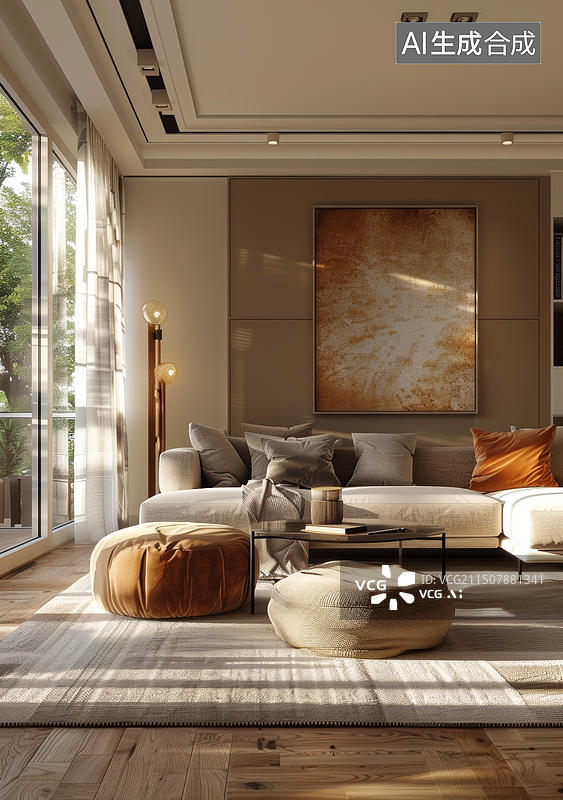 【AI数字艺术】现代简约风格客厅图片素材