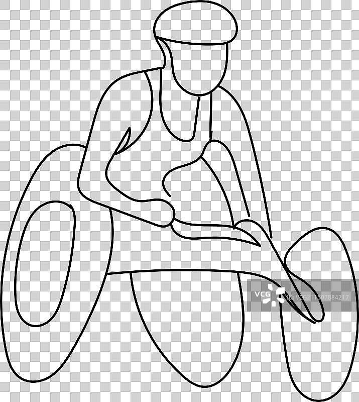 坐轮椅的运动员单线绘画艺术图片素材