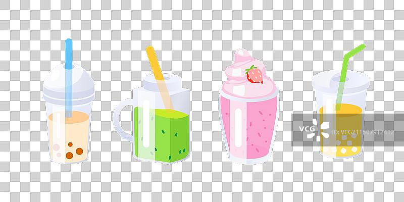 波霸奶茶套餐果汁杯图片素材