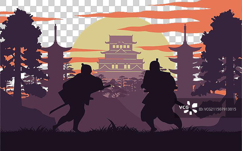 日本武士剪影设计图片素材