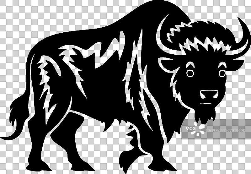 野牛 - 简约扁平风格标志图片素材