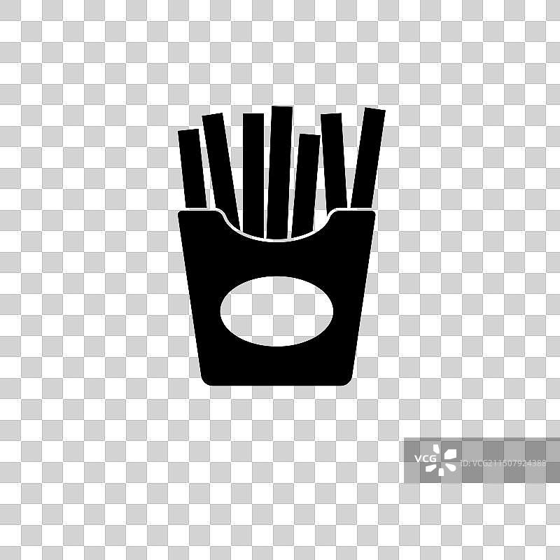 快餐炸薯条纯色扁平图标图片素材