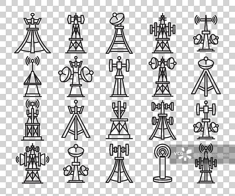 无线电塔图标集图片素材