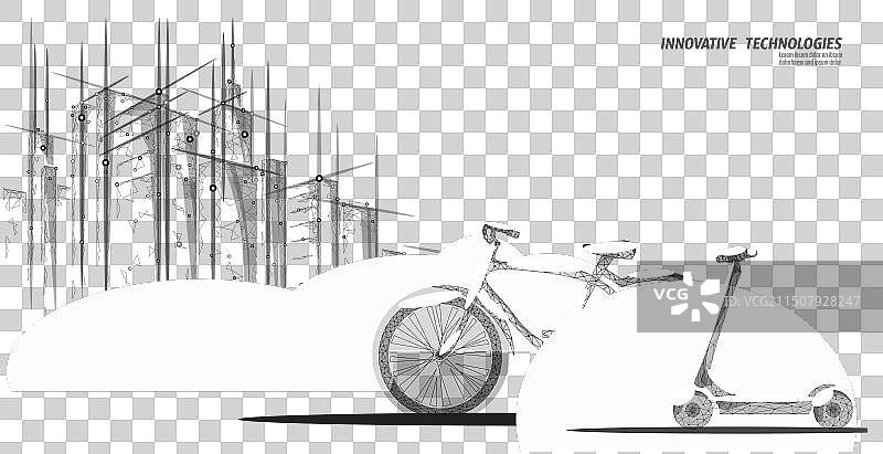 电动滑板车低多边形设计环保图片素材