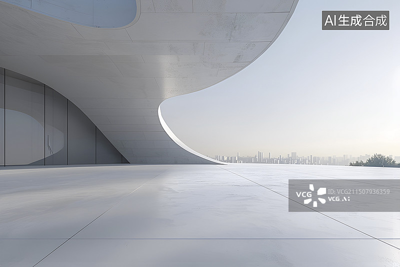 【AI数字艺术】现代流线型简约建筑空间设计图片素材