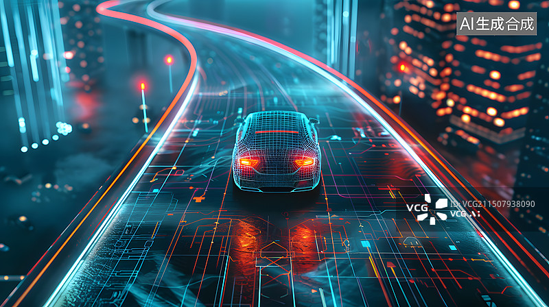 【AI数字艺术】未来智慧交通无人驾驶智能驾驶交通运输图片素材