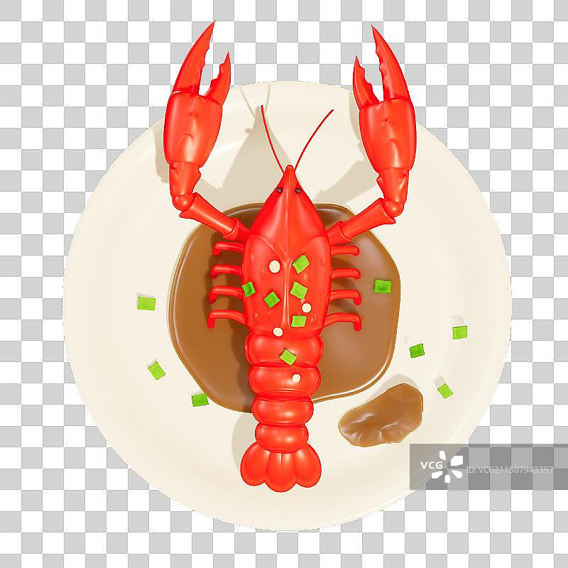 龙虾美食3D卡通插画元素图片素材