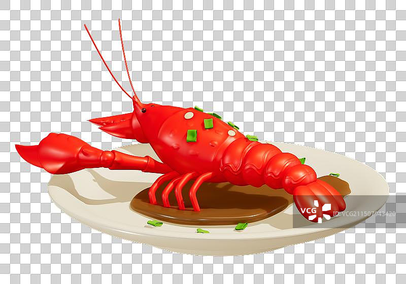龙虾美食3D卡通插画元素图片素材