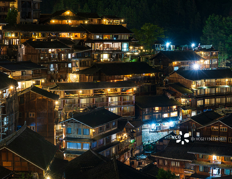 西江千户苗寨夜景图片素材