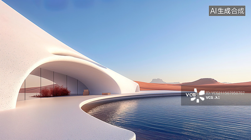 【AI数字艺术】沙漠中的未来豪华酒店图片素材