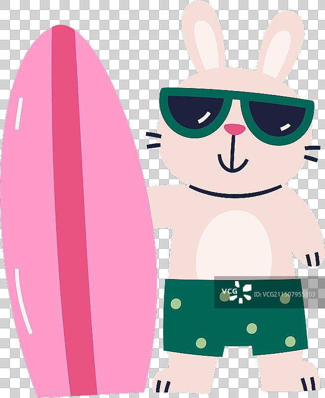 抱着冲浪板的兔子图片素材