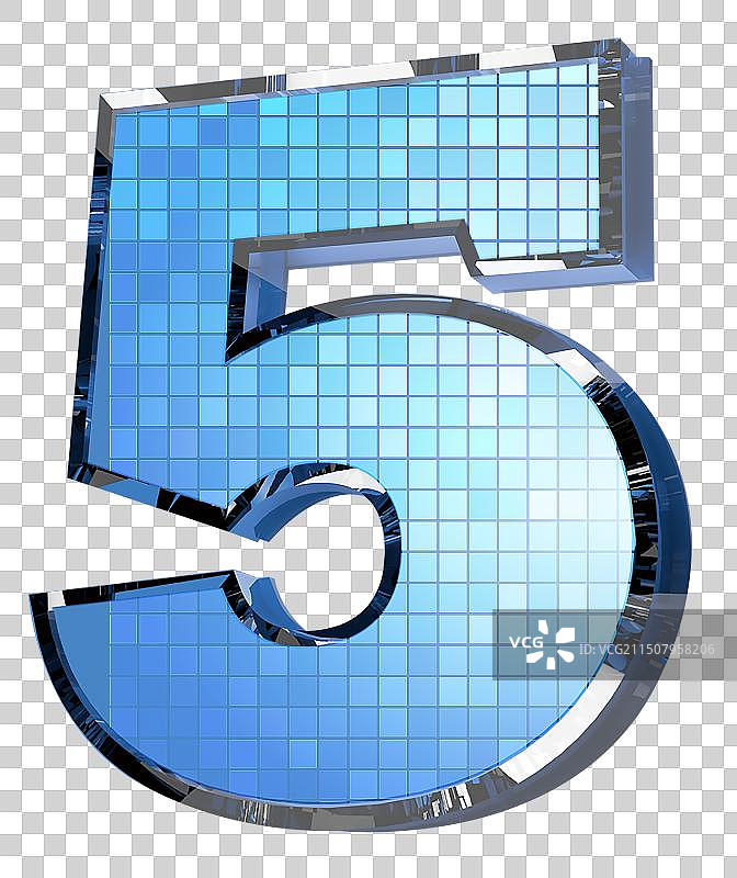 3D立体数字插画5 彩色玻璃质感免抠元素图片素材